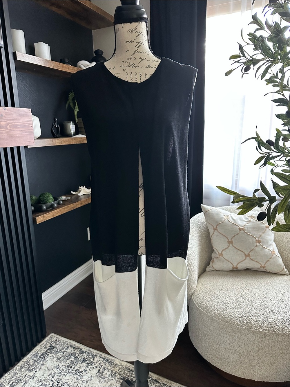 Vince Camuto Colorblock Open Front Cardigan Vest S